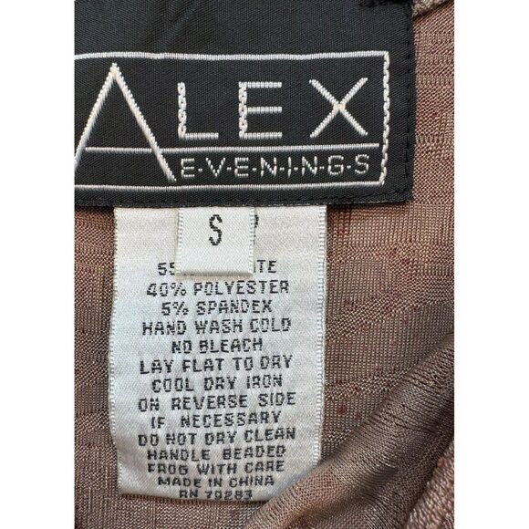 Alex Evenings Womens Sleeveless Going Out Top S Beaded Textured Brown Blush Stre - Picture 3 of 9